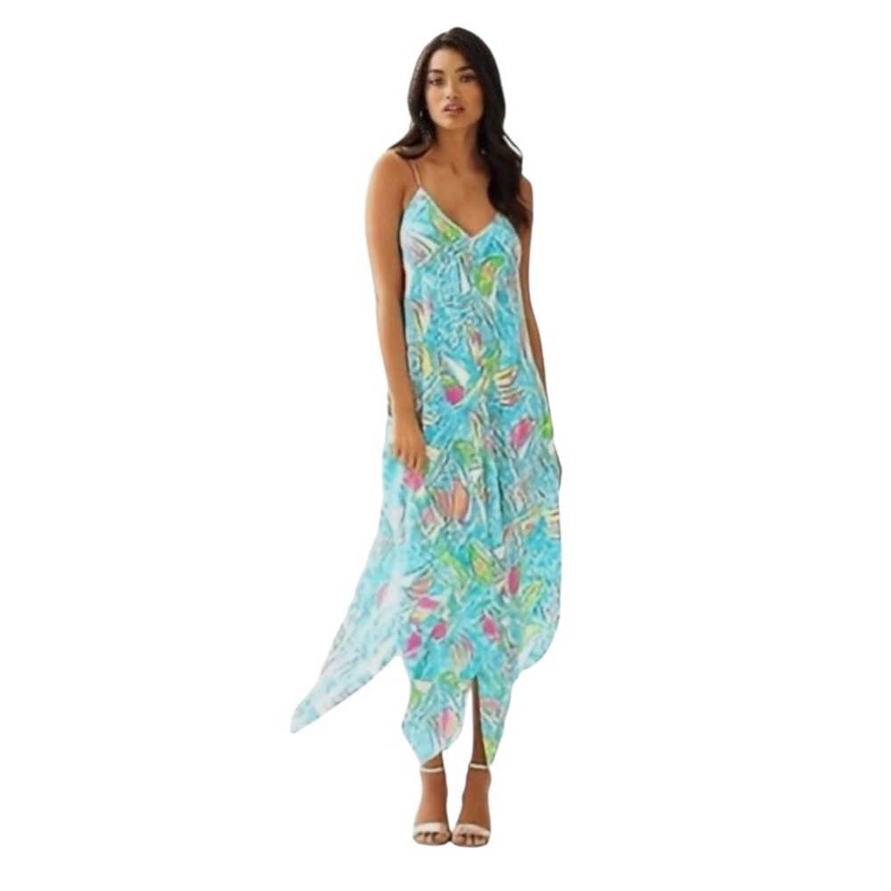 Lilly Pulitzer RARE Rylan Silk Maxi Dress In You Gotta Regatta Multi Sz M - Picture 2 of 13